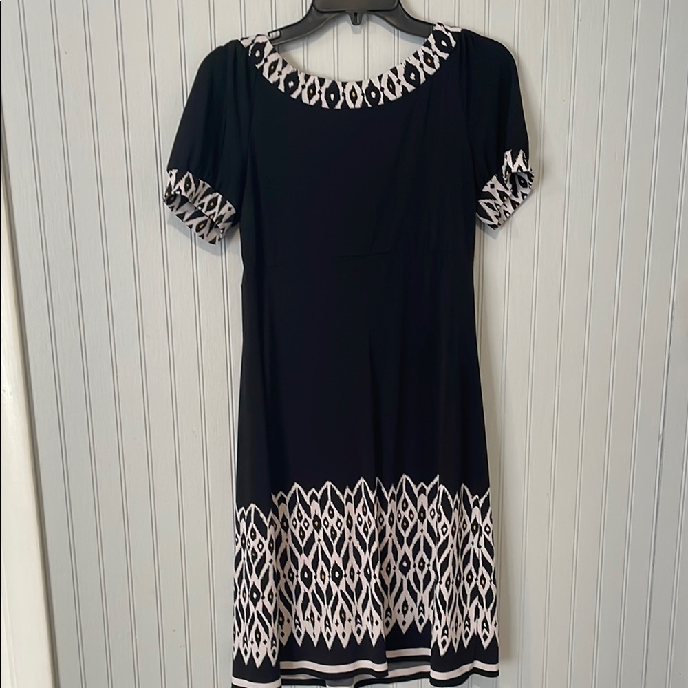 Black and White Geometric Puff Sleeve Sundress | Size 8 - Picture 7 of 11